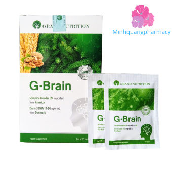Cốm sữa tảo non G-Brain, bổ sung DHA, Vitamin hỗ trợ phát triển não bộ cho trẻ, tăng cường trí nhớ - Hộp 30 gói
