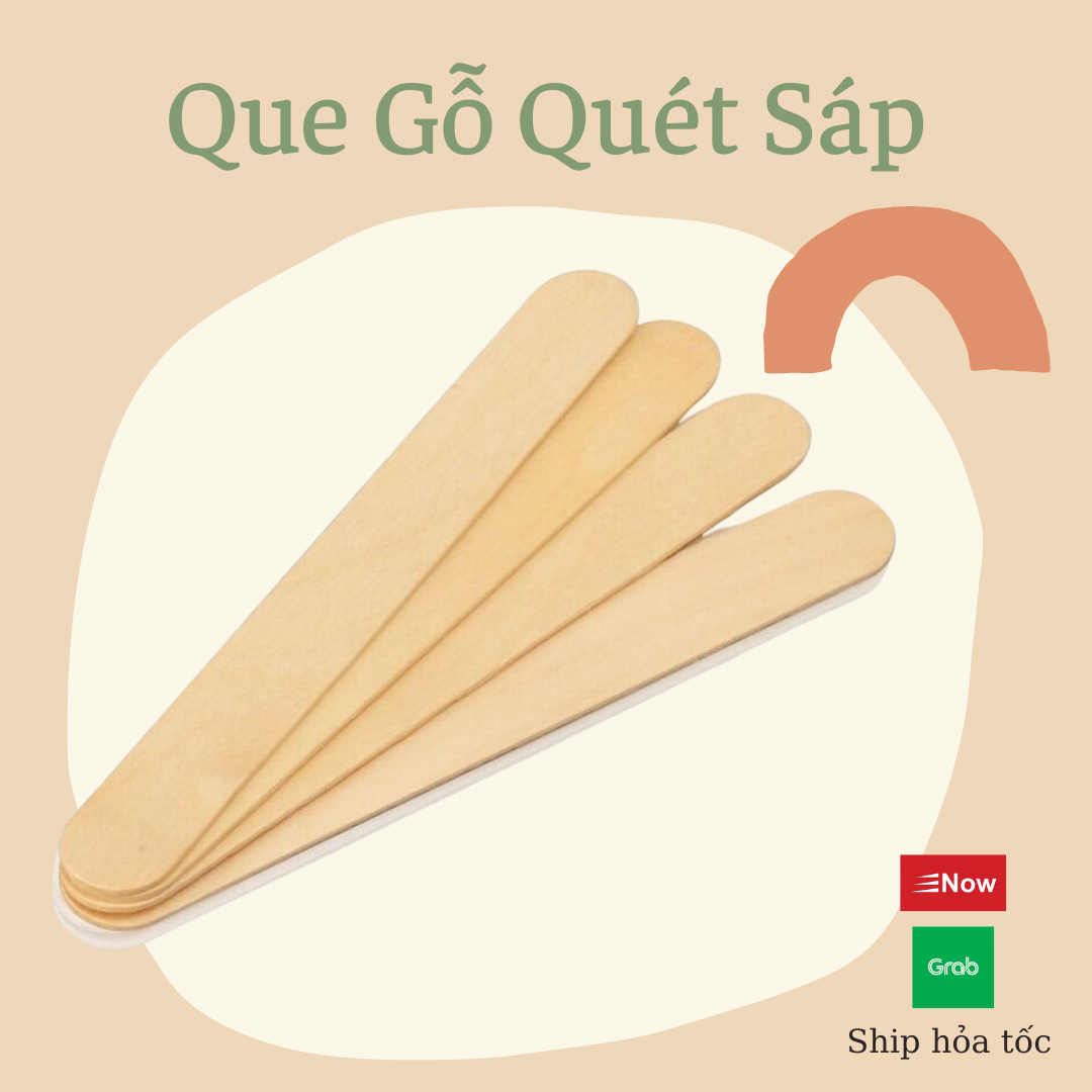 Que gỗ số vuốt cạnh mịn, đẹp, tiệt trùng quét chuyên dùng quét sáp wax tẩy lông tiện lợi, an toàn.