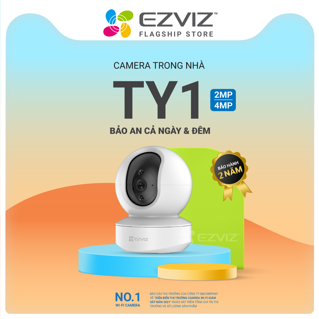 Camera WI-FI EZVIZ TY1 2MP 1080P Quay Quét 360 Độ Trong Nhà, Đàm Thoại 2 Chiều, Theo Dõi Chuyển Động Thông Minh, Tặng Chân Đế Chữ L Khi Mua Kèm Thẻ Nhớ--Hàng Chính Hãng--Bảo Hành 24 tháng