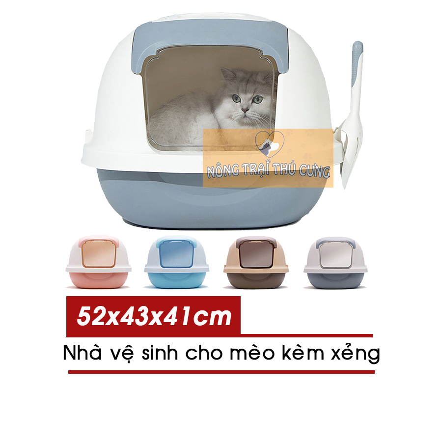 Nhà vệ sinh cho mèo - Toilet mèo size lớn (52x43x41) tặng kèm xẻng - [Nông Trại Thú Cưng]