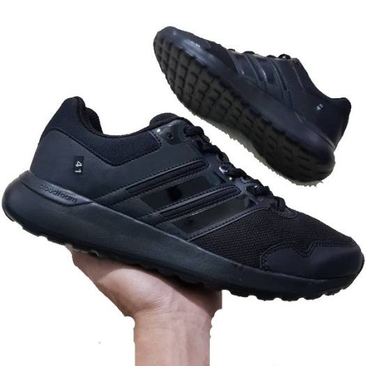 Giày thể thao, giày sneaker nam đen sọc đen đế đen