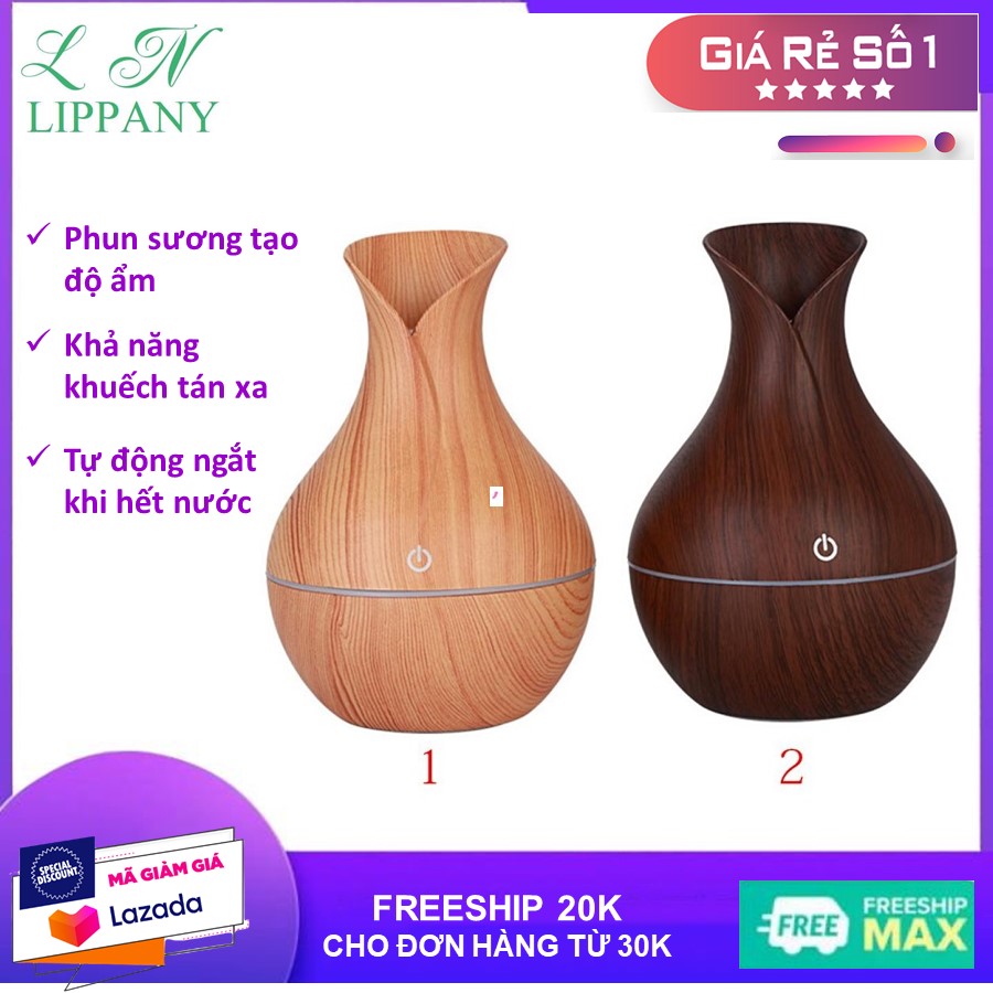 Máy khuếch tán tinh dầu phun sương mini tạo ẩm - máy xông tinh dầu vân gỗ dài