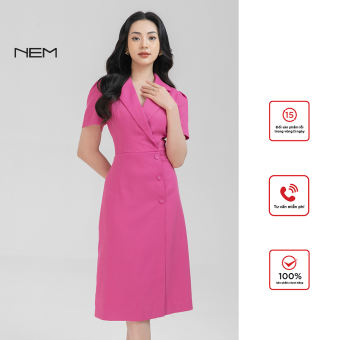 ĐẦM HỒNG CỔ VEST NEM FASHION D18102