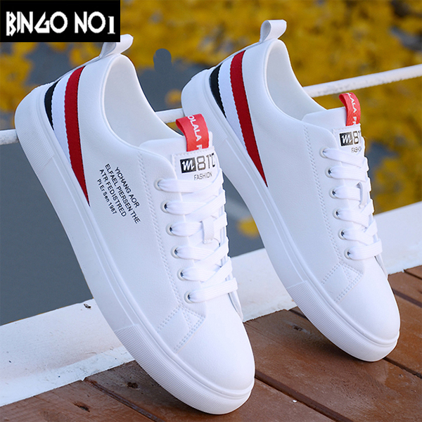 Giày nam thể thao sneaker BINGO trắng đẹp cổ cao cho học sinh đi học đi làm cao cấp Mã TVN