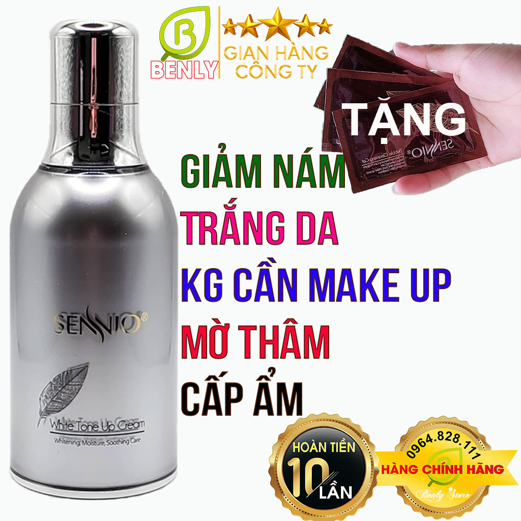Kem ngày xóa nám chân sâu, mờ nám lâu năm, nám mảng, đồi mồi, tàn nhang, dưỡng trắng da, nâng tone da, thu nhỏ lỗ chân lông Sennio - SENNIO White Tone up Cream- Made in Korea