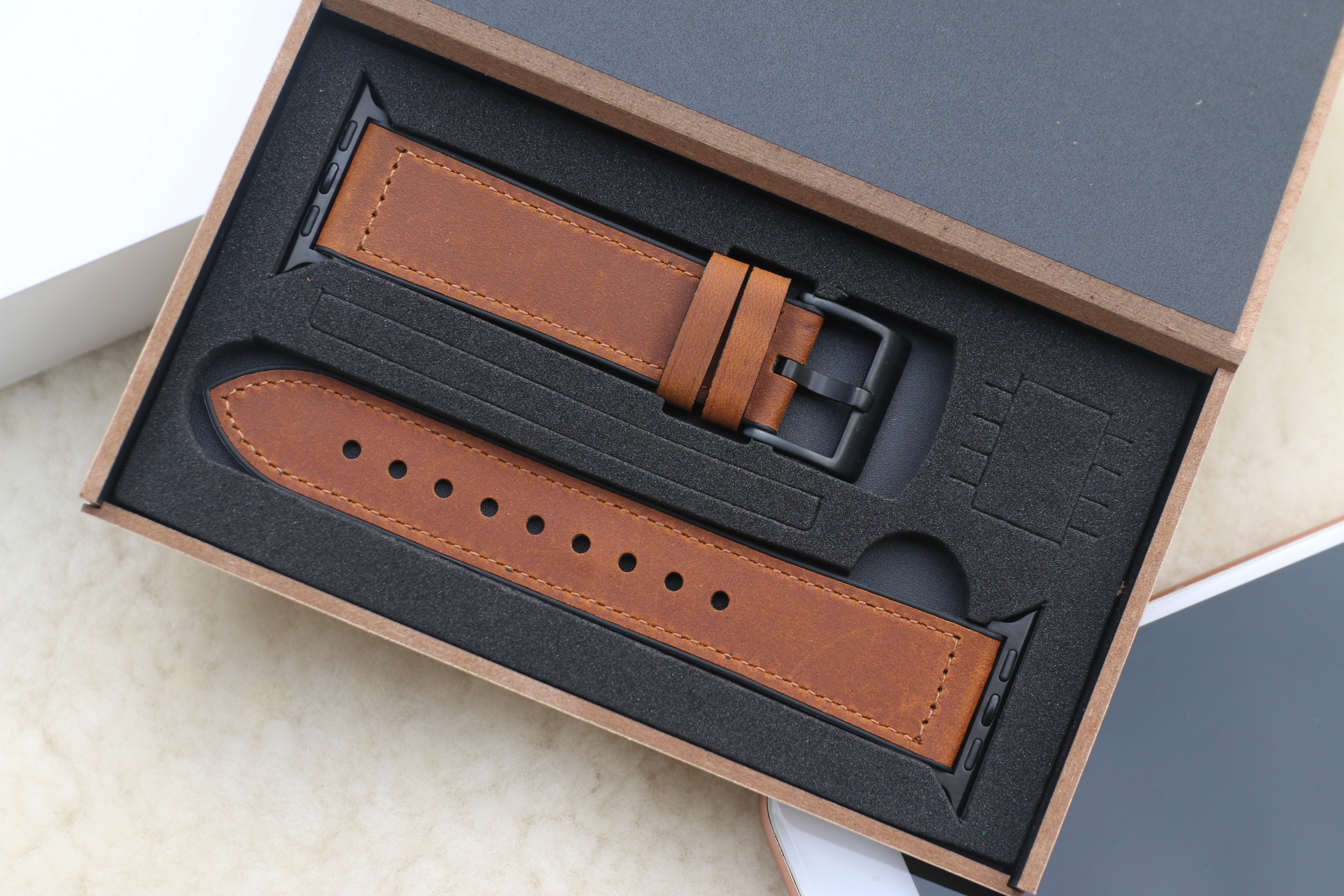 Dây da sáp dầu Vintage thay thế cho Apple watch