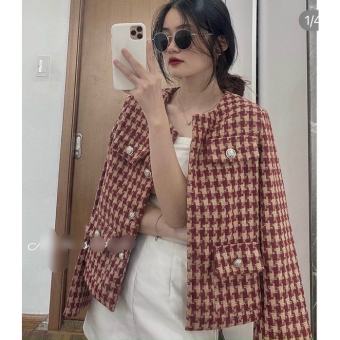 Áo khoác dạ nữ kẻ sọc 2 màu hót trend