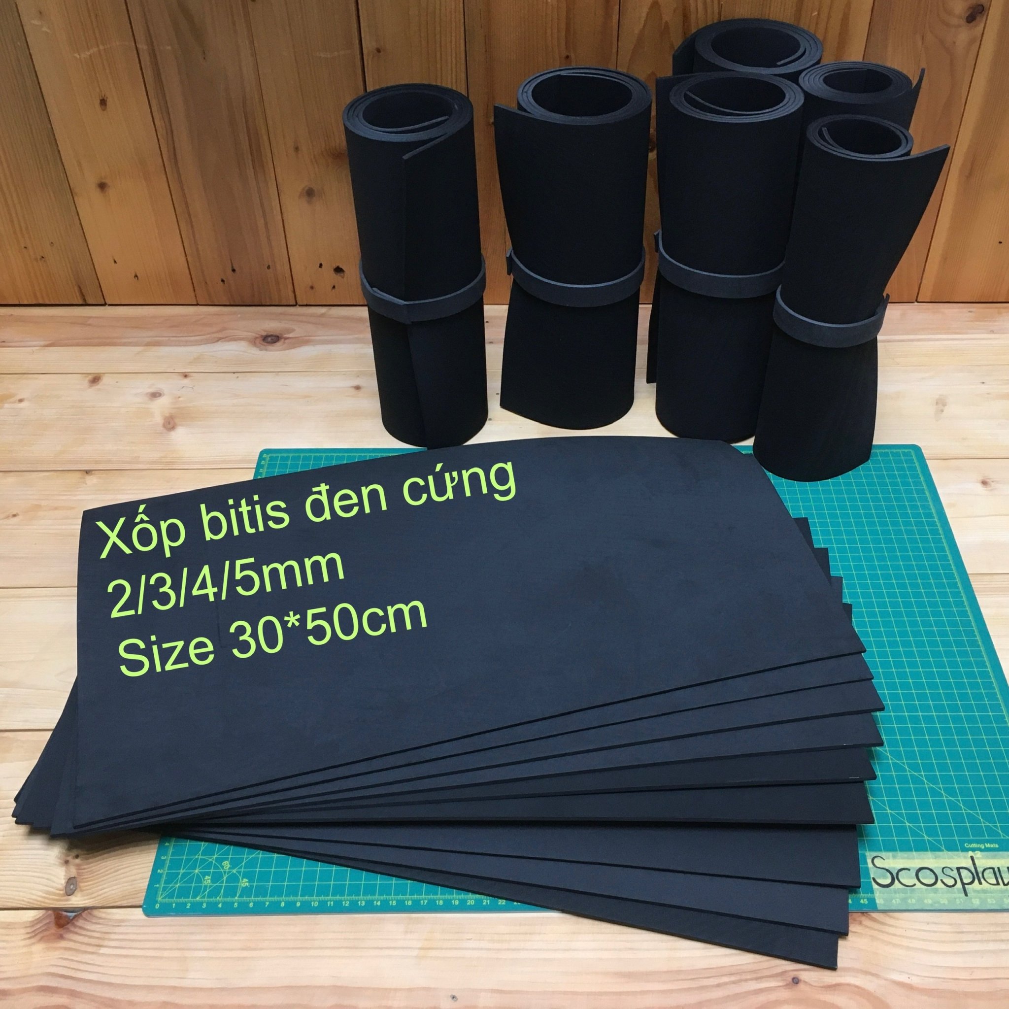Xốp Bitis dày 2mm/3mm/4mm/5mm tấm màu đen cứng làm đồ thủ công, DIY Size: 30x50cm