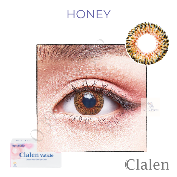 Kính áp tròng màu Honey 1 tháng Clalen Vuticle chống tia cực tím được sản xuất theo công nghệ Đức cho đôi mắt tự nhiên