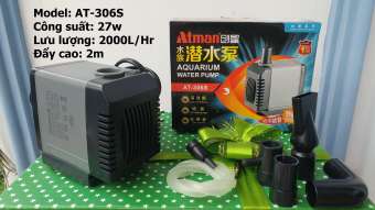 Máy bơm nước Atman 306S, 27W-2000L/hr, dùng cho hồ cá.