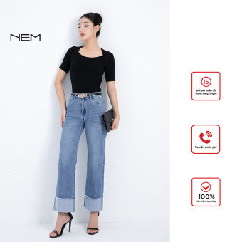 QUẦN JEANS LẬT GẤU 2 TONE MÀU THIẾT KẾ NEM FASHION Q67102