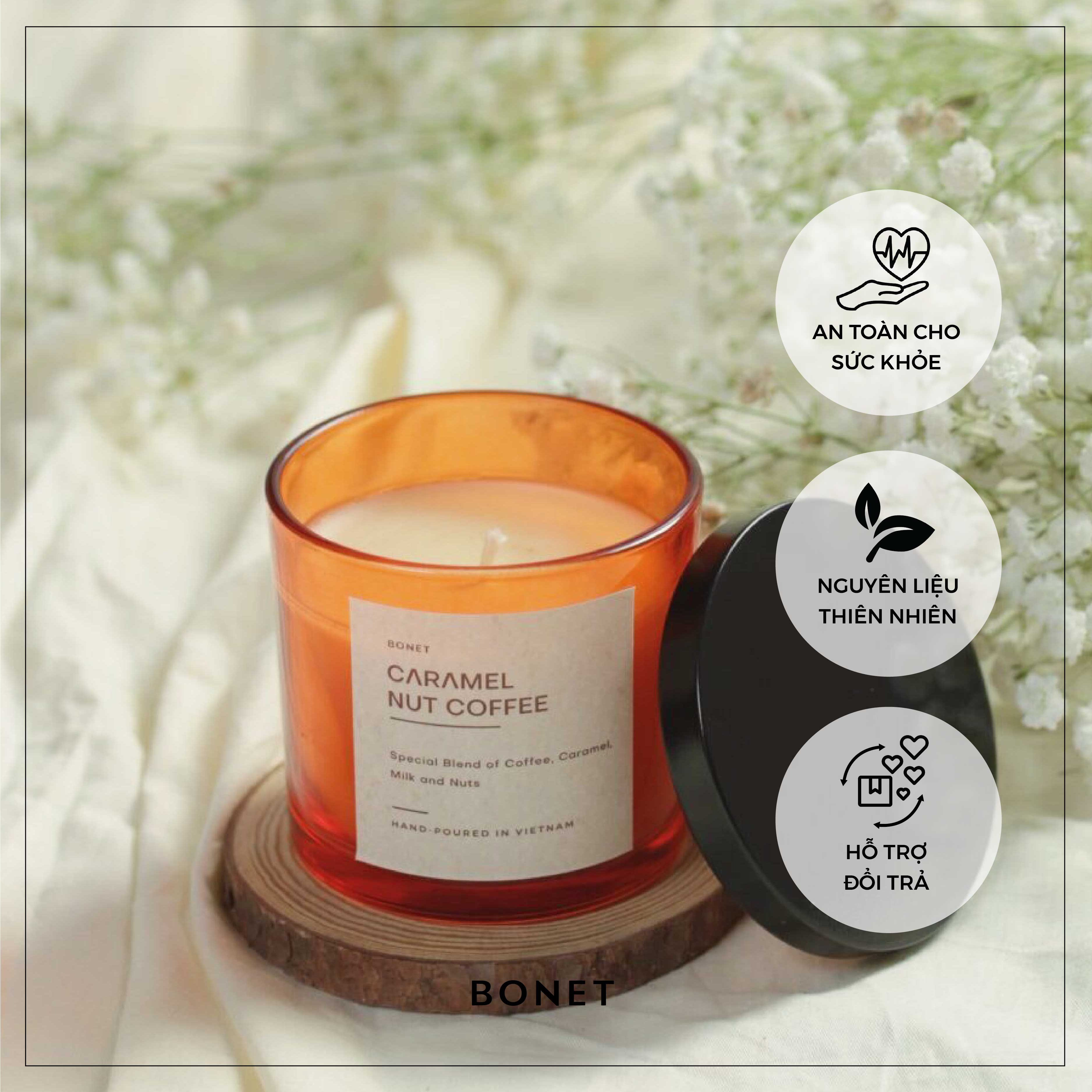 Nến thơm bonet hương caramel nut coffee