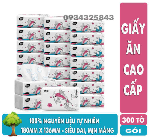 Thùng 24 gói giấy ăn Cao Cấp Cá Chép siêu dai, siêu mịn