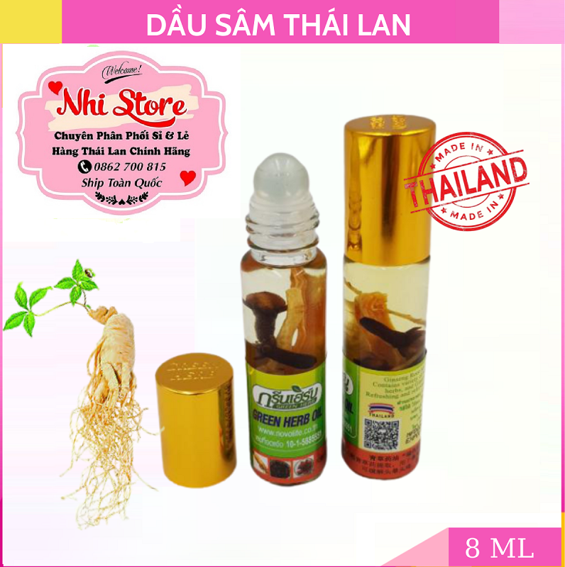 Combo 6 Dầu Sâm Thảo Dược Green Herb Oil Thái Lan Chính Hãng