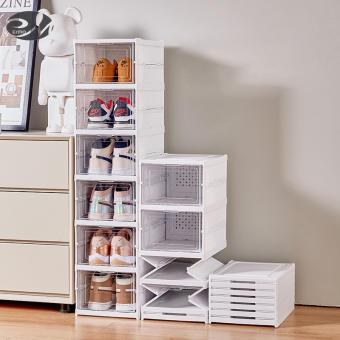 ERMO rẻ vô đốLắp đặt miễn phí hộp giày dày tủ giày trong suốt hộp lưu trữ nhà giá giày đơn giản tủ giày nhựa có thể gập lại có nắphộp đựng đồ đa năng tủ nhựa duy tân