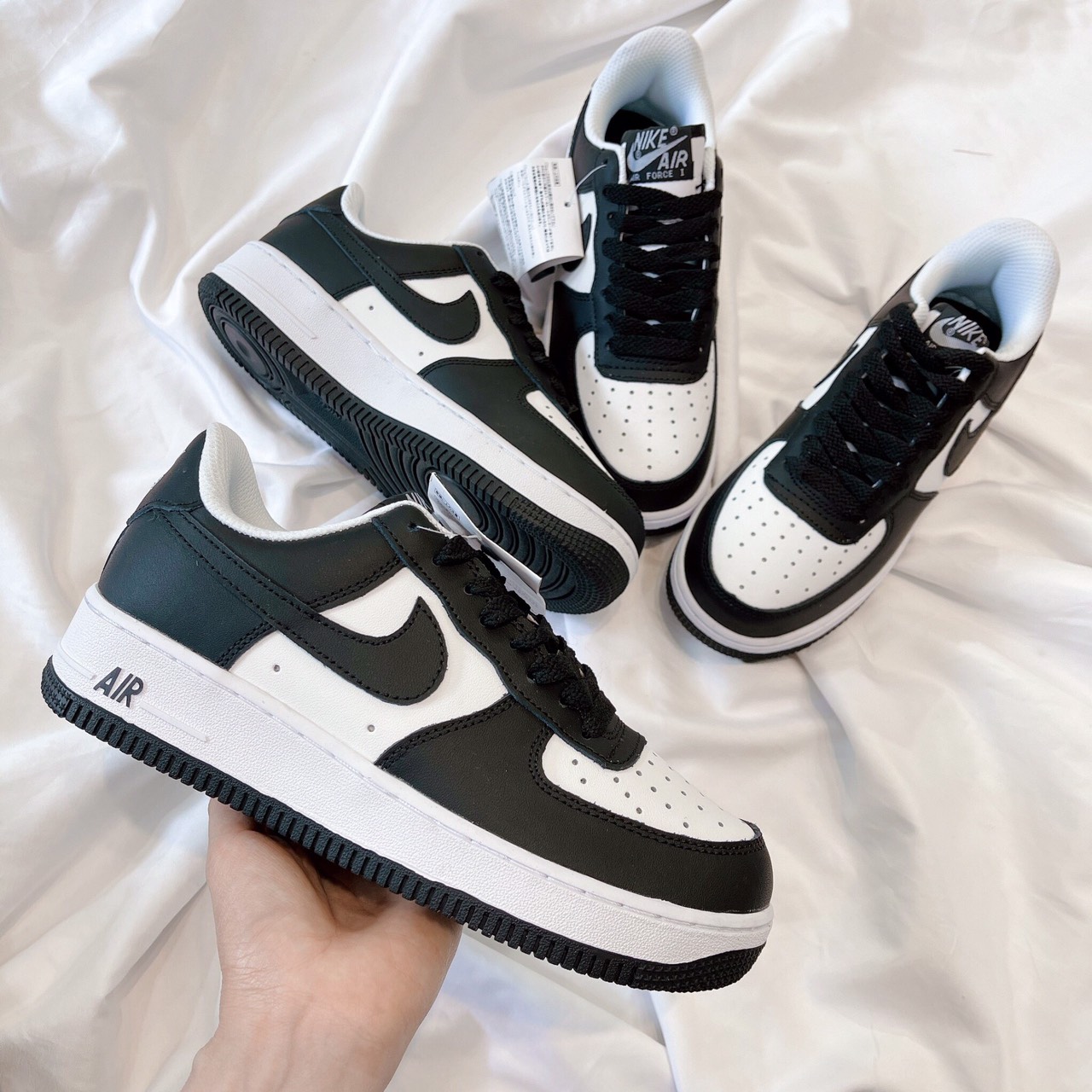 Giày sneaker air focre 1 panda, giày af1 panda đen trắng nam nữ bản mới 2021 full box bill