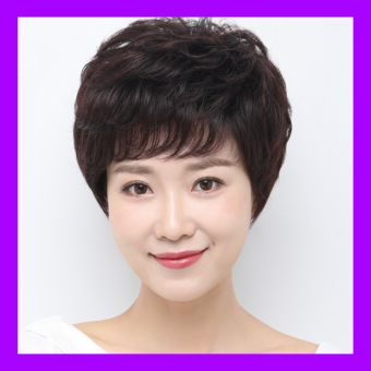 Tóc giả nữ trung niên nguyên đầu xoăn cao cấp - TG41