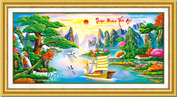 Tranh đính đá abc 3d thuận buồm xuôi gió d9755 kt:150x75cm
