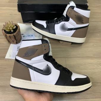 Giày Sneaker Jordan 1 Nâu Cao Cổ, Giày JD1 Gót Nâu Cao Cổ Nam Nữ mới