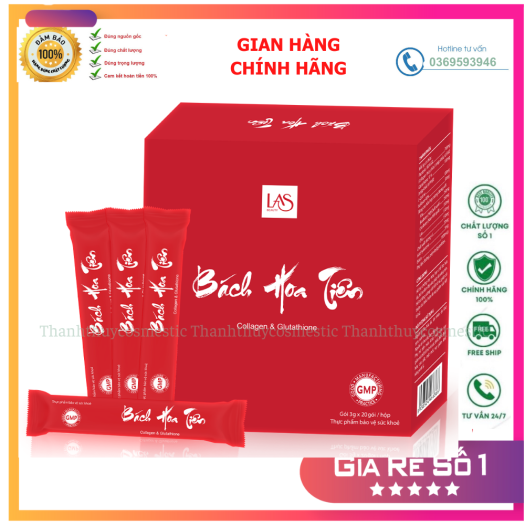 bách hoa tiên Las Beauty cốm uống collagen đẹp da hộp 20 gói