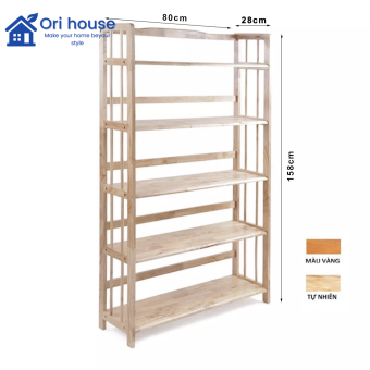 Kệ sách ngang 80cm gỗ cao su 5 tầng - gía sách 5 tầng ngang 80cm hàng lắp ráp