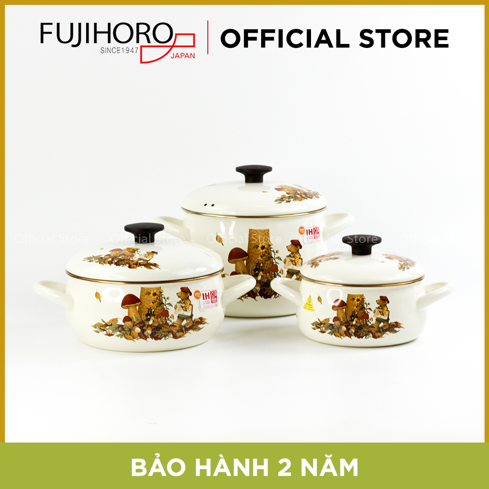 Bộ 3 nồi tráng men cao cấp Nhật Bản Fujihoro FTCV-3