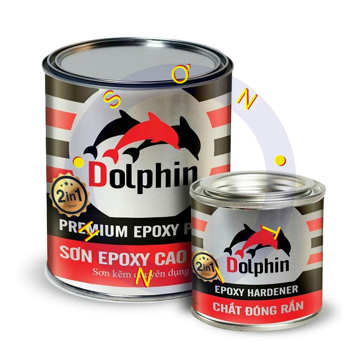 Sơn sắt mạ kẽm Epoxy Dolphin 2 thành phần 2k gồm nhiều màu 4kg