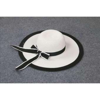 Nón cối vành rộng - NC10 - Trắng (viền đen) -