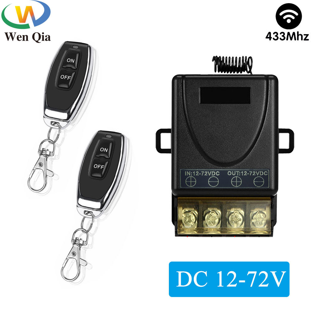 Wenqia công tắc điều khiển từ xa, mô đun nhận rơ le 1ch dc 12v/24v/48v/60v/72v 30a với điều khiển từ xa phạm vi 50m cho báo động ô tô, bơm nước, hệ thống an ninh