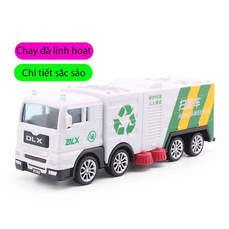 Đồ chơi mô hình xe quét rác và tưới nước đường phố, chạy đà tiến lùi linh hoạt, TẶNG kèm 1 xe ô tô mini xinh xắn
