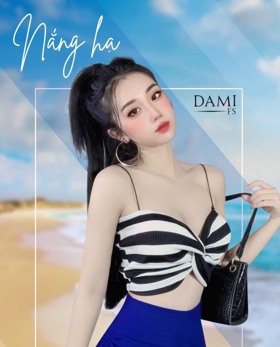 Áo kiểu 2 dây croptop xoắn ngực cực sexy , chất thun gân mềm mịn