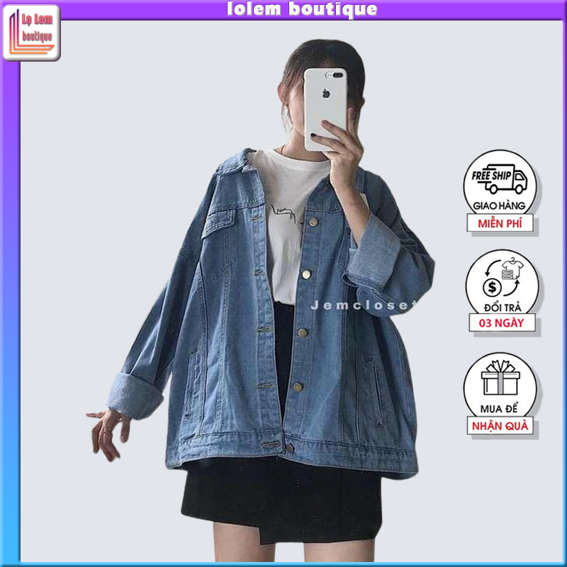 Áo khoác jean Nữ Hàn Quốc đẹp form rộng bigsize cao cấp phong cách trẻ trung năng động - Hot trend