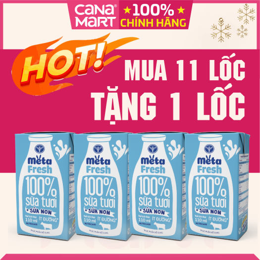 Thùng sữa tươi Nutricare Meta Fresh Ít Đường sữa non tăng cường miễn dịch (110ml)