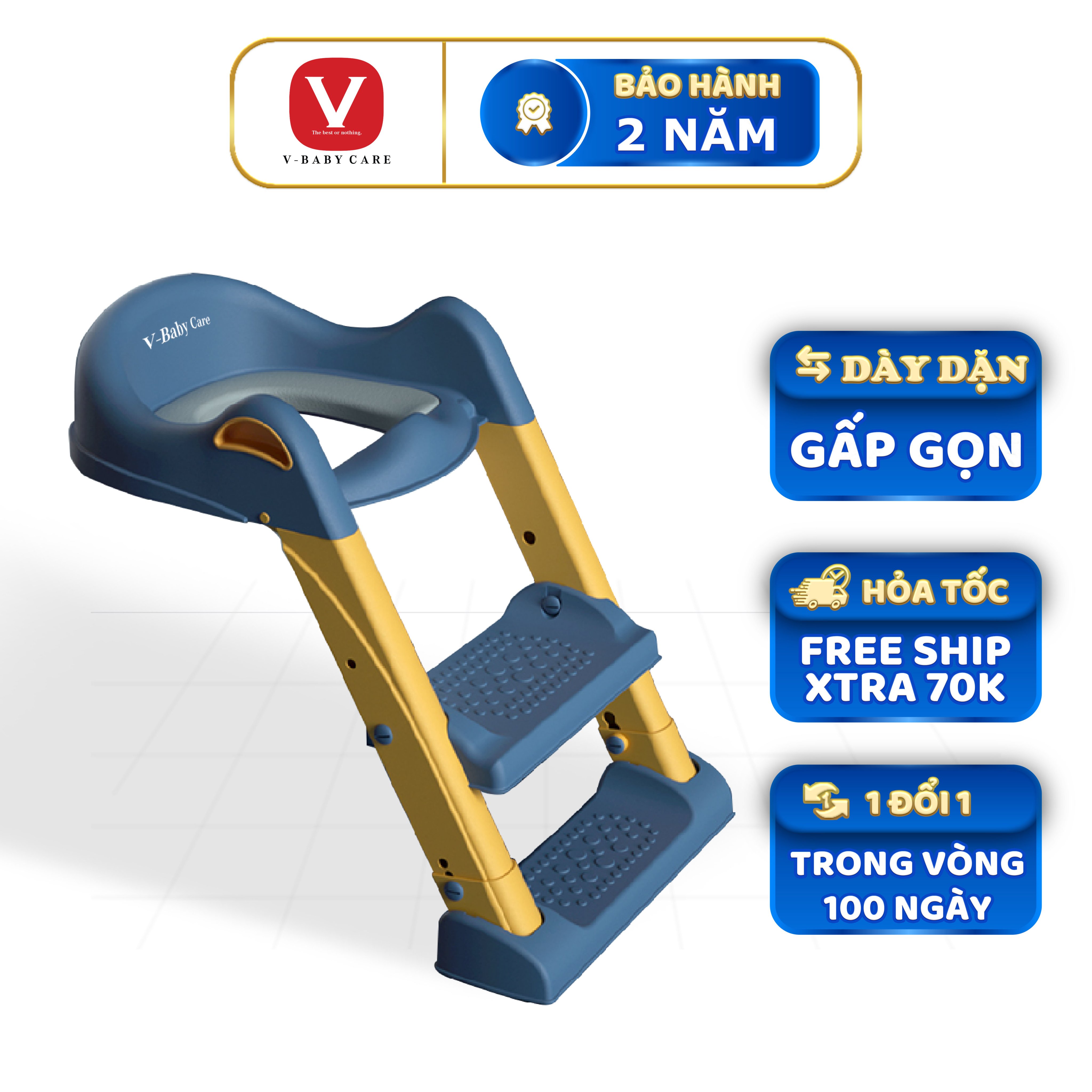 Bệ thu nhỏ bồn cầu có thang đi vệ sinh cho bé V-BABY W2S VÀ W1