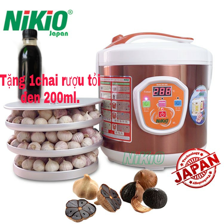 Máy làm tỏi đen Nikio 686 6L tùy chỉnh thời gian nấu và sấy.