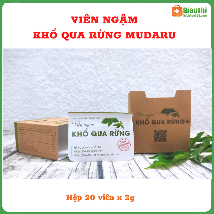 Combo 5 hộp viên ngậm giảm ho khổ qua rừng Mudaru không đường Siêu Thị Sức Khoẻ 365
