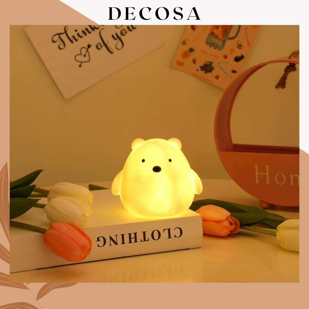 Đèn ngủ mini hình thú cưng dễ thương trang trí phòng ngủ chạy pin Decosa