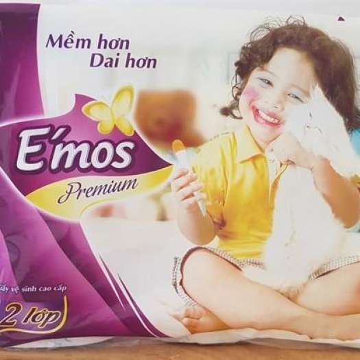 Giấy vệ sinh E'mos Premium cá heo xanh 6 cuộn x 2 lớp