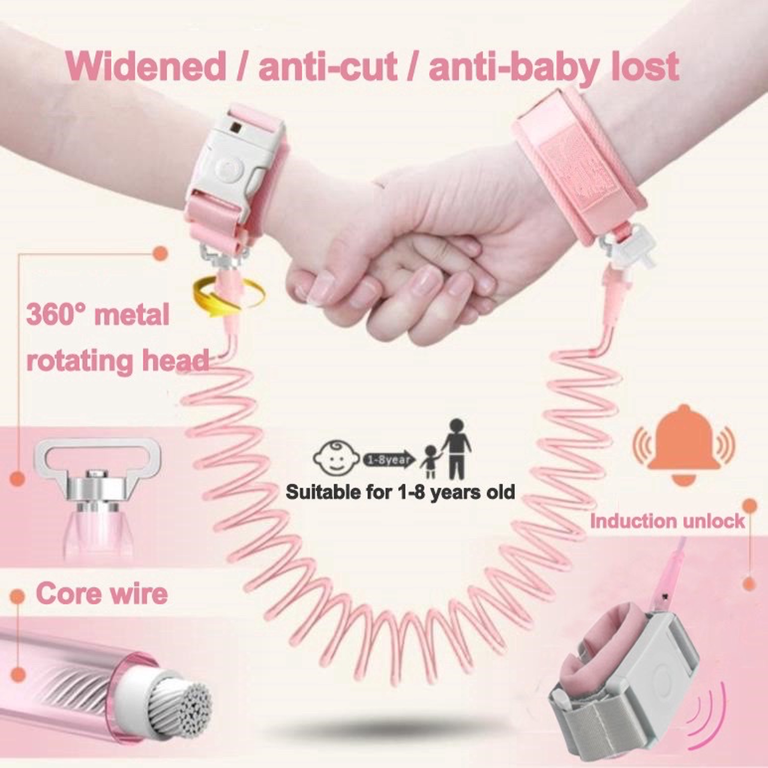 Vòng tay dắt bé chống đi lạc - dây dắt trẻ đi dạo an toàn - dây lõi thép siêu nhẹ
