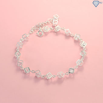 Lắc tay nữ bạc 925, vòng tay bạc nữ khối lập phương đính đá LTN0170 - Trang Sức TNJ