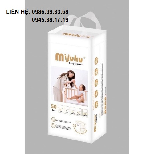 50 miếng tả quần - bỉm quần MIJUKU mỏng nhẹ siêu khô thoáng, thấm hút tốt