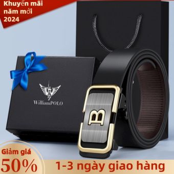 Thắt lưng nam da cao cấp, dây lưng nam mặt khóa tự động sang trọng, nịt da chữ B, Dây lưng nam da bò