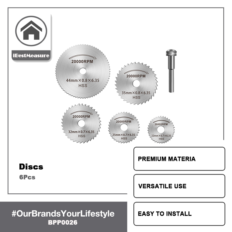 iBestMeasure 6 Cái Lưỡi cưa tròn HSS Đĩa cắt gỗ Chế biến gỗ Kim cương Kim loại Máy khoan máy khoan Dụng cụ cắt quay Phụ kiện dụng cụ điện (22mm/25mm/32mm/35mm/44mm)