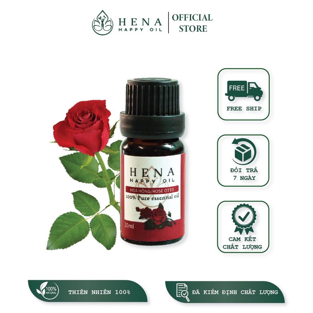 Tinh dầu Hoa Hồng Hena - Hương thơm dịu nhẹ, thư thái và lãng mạn - Lọ 10ml