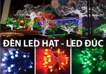 Dây đèn led trang trí, led đúc, led hạt quấn cây F5 - dài 3m - Đế 9 -12V (bộ gồm 50 bóng) trang trí