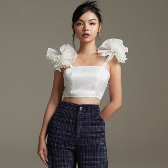 Áo 2 dây Maybi voan phối bèo 2 màu