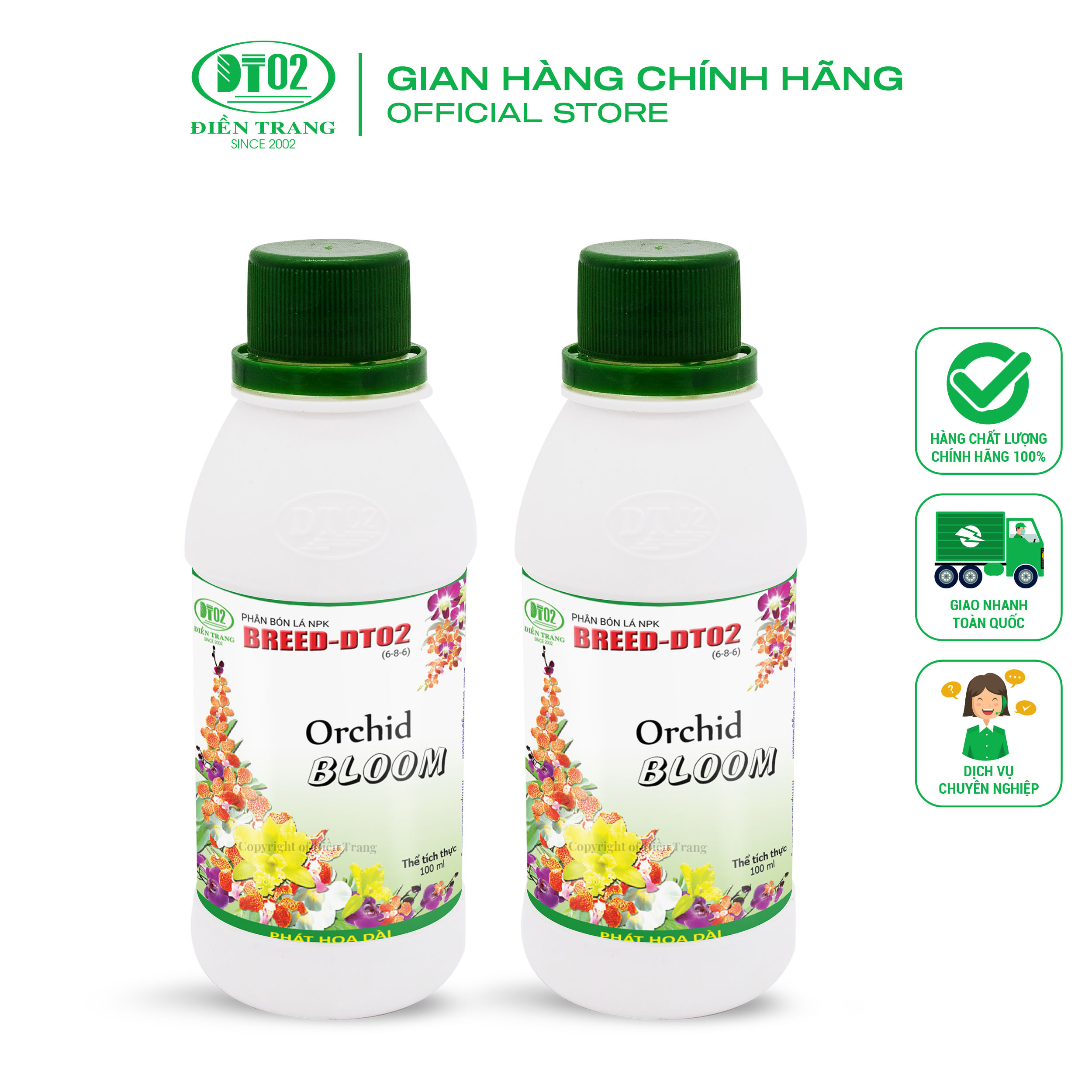 Combo 2 chai BREED-DT02 Orchid Bloom, dưỡng lan, kích dưỡng ra hoa 100ml
