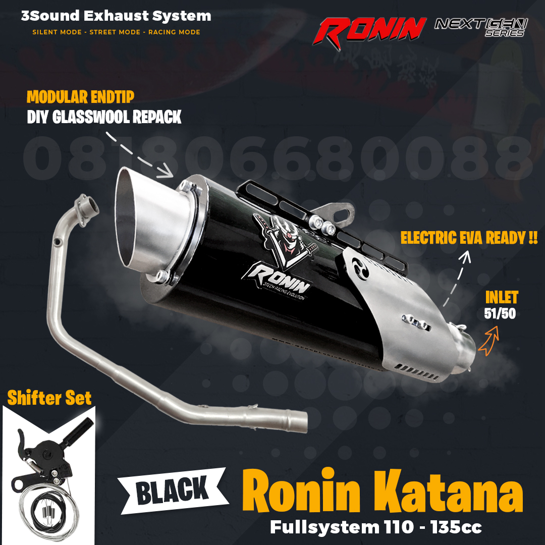 Knalpot 3 Suara Ronin Katana NextGen Series untuk motor 110 - 160cc Bergaransi Resmi & Original - Jenama 3tech Racing Evolution Harga 1,500,000 Ringgit*Penghantaran Percuma
