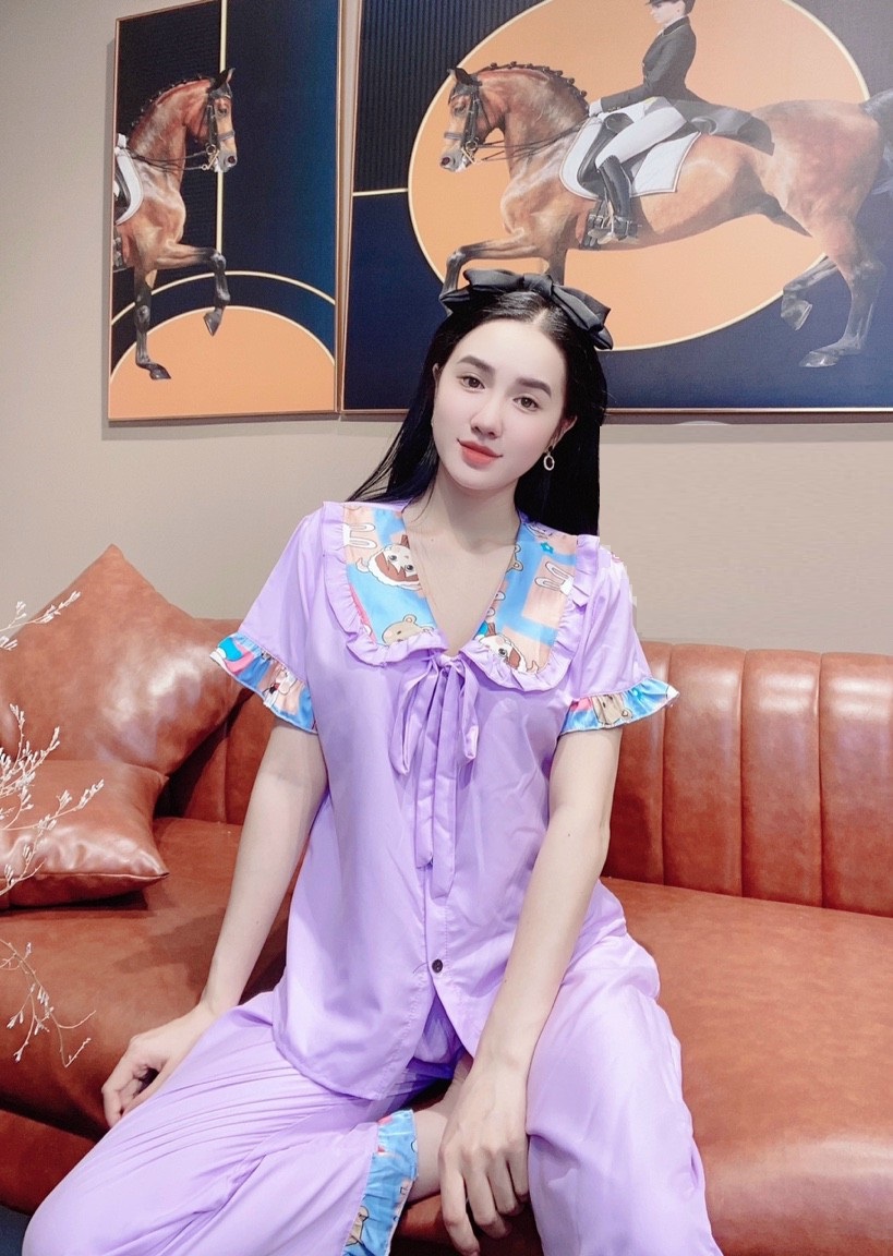 Bộ đồ mặc nhà, bộ pijama lụa cao cấp mềm mịn tay ngắn quần dài