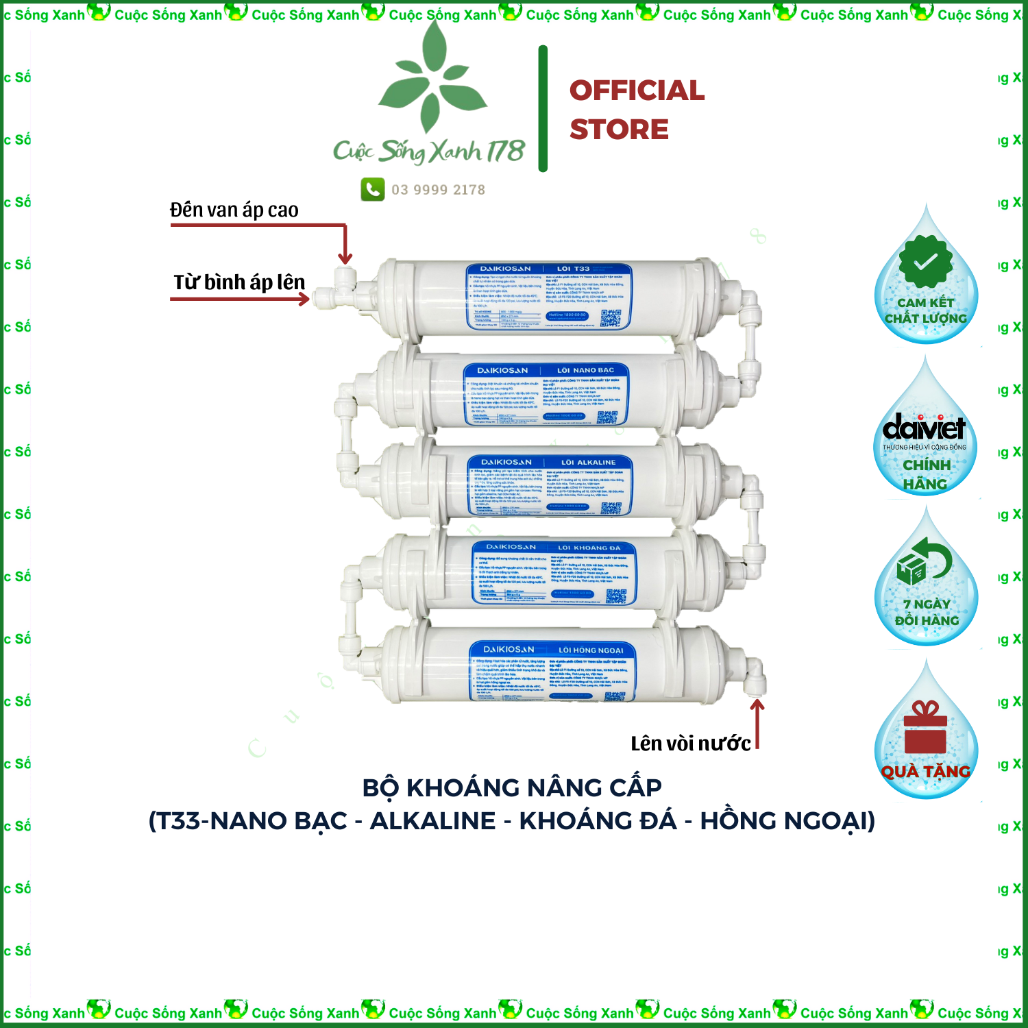 Bộ 5 lõi khoáng daikiosan dành cho máy lọc nước ro-daikiosan